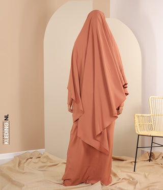 TIE-BACK Khimar met Abaya - Marsala