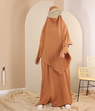 TIE-BACK Khimar met Abaya - Camel