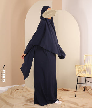 TIE-BACK Khimar met Abaya - Navy