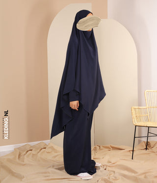 TIE-BACK Khimar met Abaya - Navy