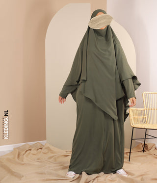 TIE-BACK Khimar met Abaya - Leaf