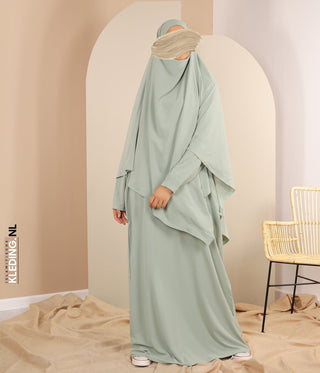 TIE-BACK Khimar met Abaya - Mint