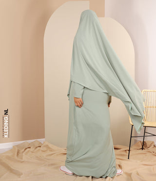 TIE-BACK Khimar met Abaya - Mint