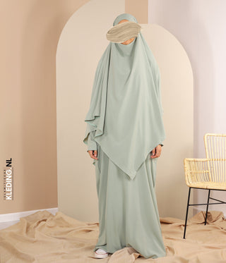 TIE-BACK Khimar met Abaya - Mint