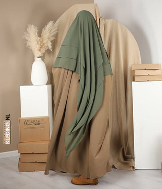 Triple Diamond Khimar Chiffon- Pistachio