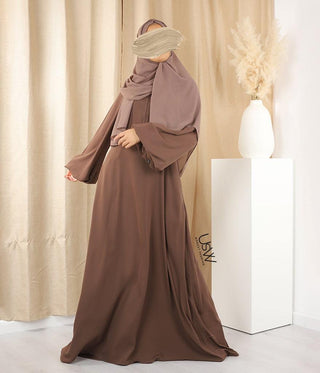 A-lijn Abaya Puff Sleeve Haleema - Chocolate