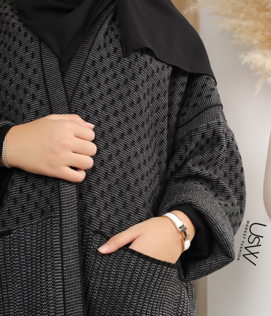 Knitted Kimono Grey/Black SPTTD