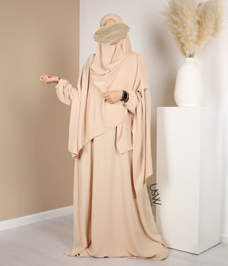 A-Line Abaya Jazz + XXL Jazz Hijab / Cream