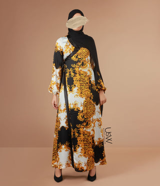 Maxi Dress Open Front - Gold Barok