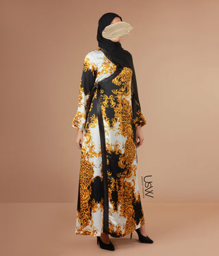 Maxi Dress Open Front - Gold Barok