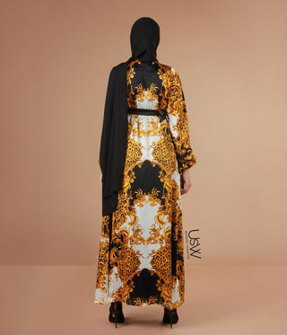 Maxi Dress Open Front - Gold Barok