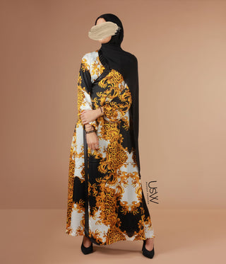 Maxi Dress Open Front - Gold Barok