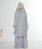 2-Delige  TIE-BACK Jilbab Lycra polsjes- Light Grey