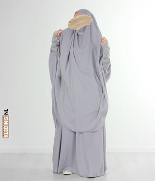 2-Delige  TIE-BACK Jilbab Lycra polsjes- Light Grey