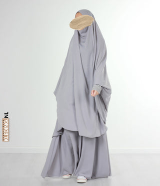 2 قطعة Jilbab Lycra Polsjeslht Gray