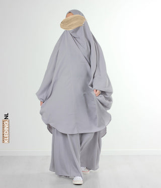 2 قطعة Jilbab Lycra Polsjeslht Gray