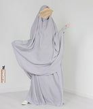 2-Delige  TIE-BACK Jilbab Lycra polsjes- Light Grey