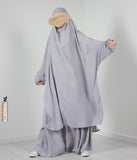 2 Parçalı Arkadan Bağlamalı Jilbab Elast. Bilek - Açık Gri