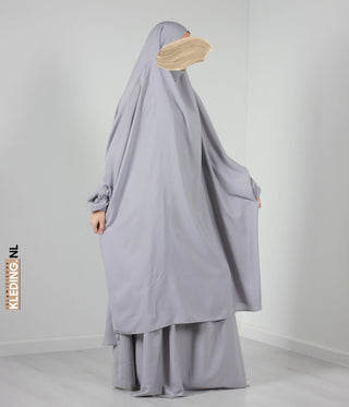 Jilbab Elast 2 Pièces TIE-BACK. Poignets - Gris Clair