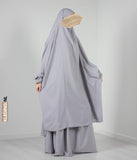 2-Delige TIE-BACK Jilbab Elast. Polsjes - Light Grey