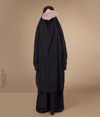 2-Delige  TIE-BACK  Jilbab Elast. Polsjes - Aubergine