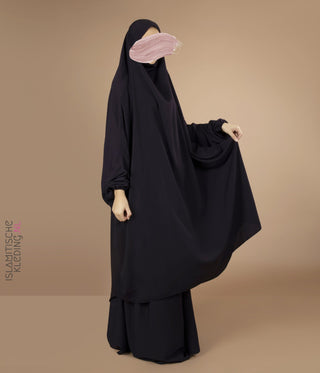 2-Delige  TIE-BACK  Jilbab Elast. Polsjes - Aubergine