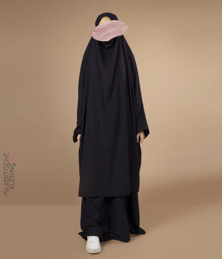 2-Delige  TIE-BACK  Jilbab Elast. Polsjes - Aubergine