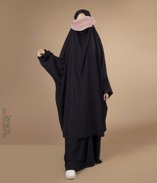 2-Delige  TIE-BACK  Jilbab Elast. Polsjes - Aubergine