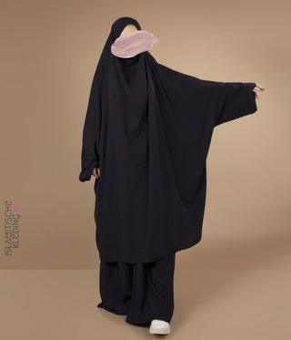 2-Delige  TIE-BACK  Jilbab Elast. Polsjes - Aubergine