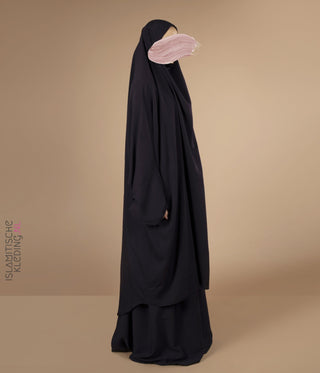 2-Delige  TIE-BACK  Jilbab Elast. Polsjes - Aubergine