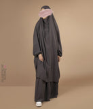 2-Delige  TIE-BACK  Jilbab Elast. Polsjes - Ash