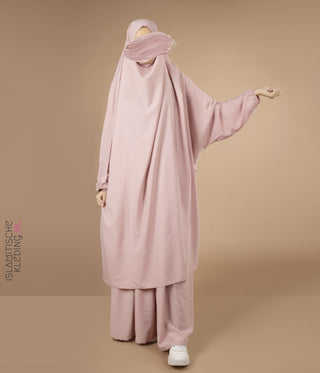 2-Delige TIE-BACK Jilbab Elast. Polsjes- Pale Pink