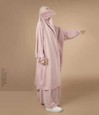 2-Delige TIE-BACK Jilbab Elast. Polsjes- Pale Pink