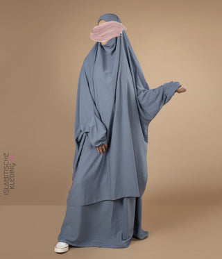 Jilbab Elast 2 Pièces TIE-BACK. Bracelets - Bleu Jeans