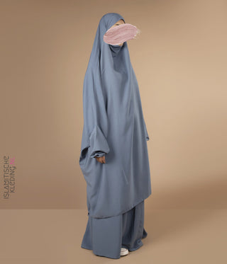 Jilbab Elast 2 Pièces TIE-BACK. Bracelets - Bleu Jeans