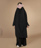 2-Delige  TIE-BACK  Jilbab Elast. Polsjes- Zwart