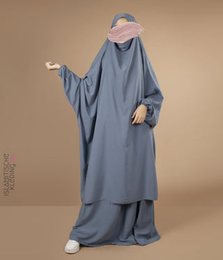 Jilbab Elast 2 Pièces TIE-BACK. Bracelets - Bleu Jeans