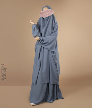 Jilbab Elast 2 Pièces TIE-BACK. Bracelets - Bleu Jeans