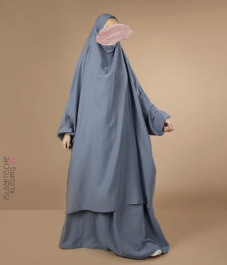 Jilbab Elast 2 Pièces TIE-BACK. Bracelets - Bleu Jeans