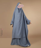 2-Delige  TIE-BACK Jilbab Elast. Polsjes - Jeans Blue