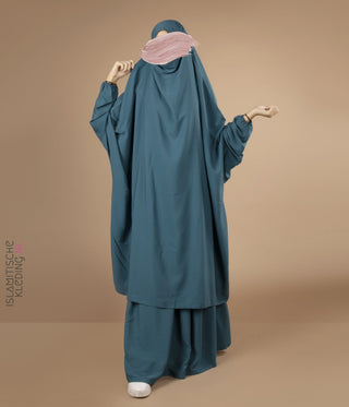 2-Delige  TIE-BACK Jilbab Elast. Polsjes- Teal