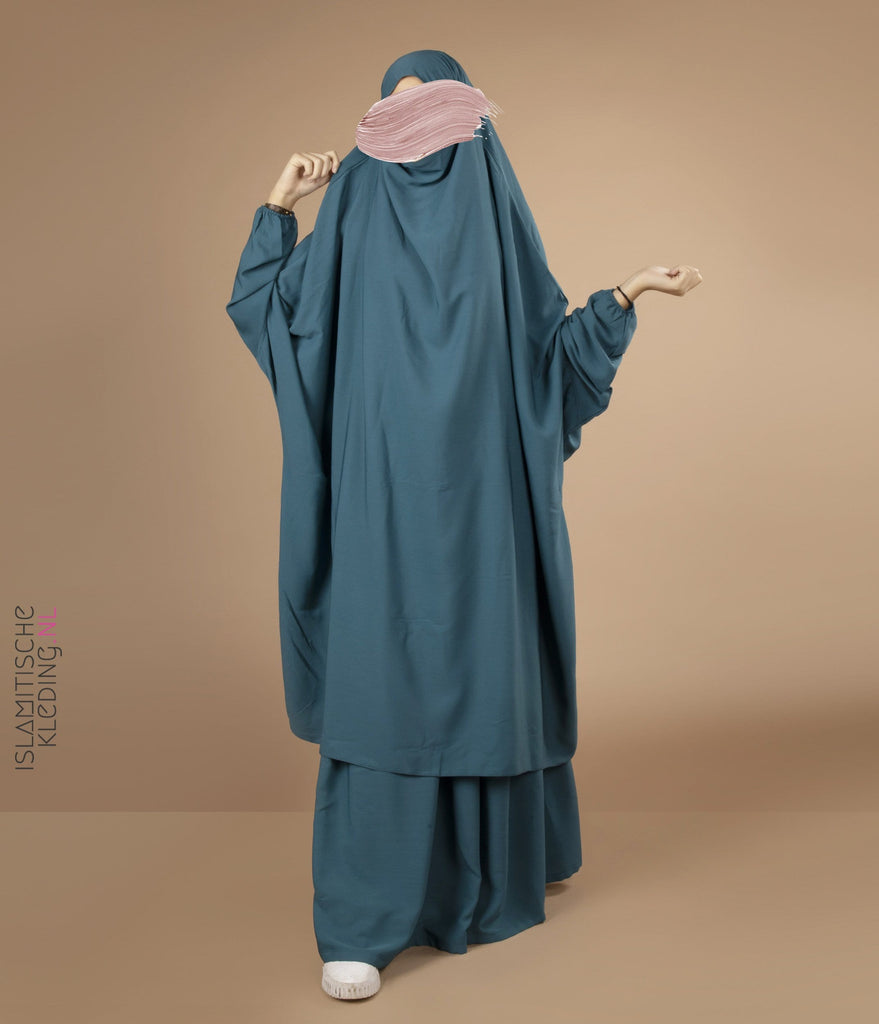 2-teiliger Jilbab Elast. Polsjes – Blaugrün