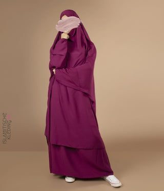 2-Delige TIE-BACK  Jilbab Elast. Polsjes- Dark Fuchsia