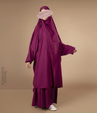 2-Delige TIE-BACK  Jilbab Elast. Polsjes- Dark Fuchsia