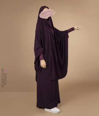 2-Delige  TIE-BACK Jilbab Lycra polsjes - Dark Violet