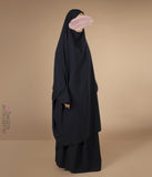 2-Delige  TIE-BACK Jilbab Elast. Polsjes- Navy