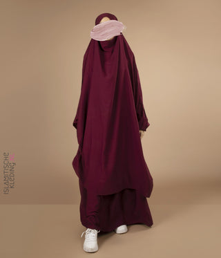 2-Delige  TIE-BACK  Jilbab Elast. Polsjes - Burgundy