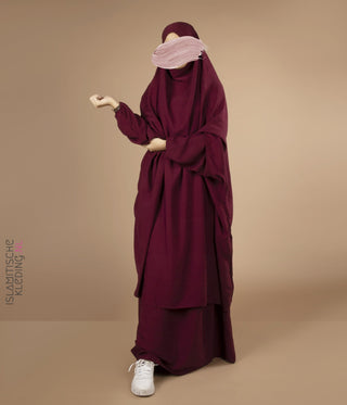 2-Delige  TIE-BACK  Jilbab Elast. Polsjes - Burgundy