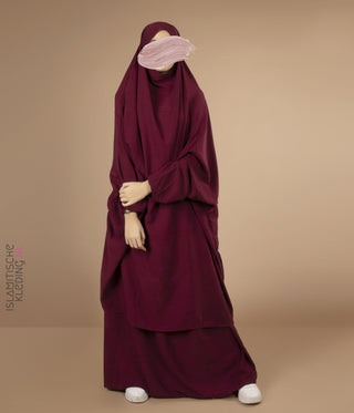 2-Delige  TIE-BACK  Jilbab Elast. Polsjes - Burgundy