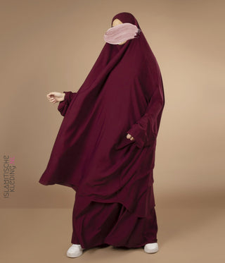 2-Delige  TIE-BACK  Jilbab Elast. Polsjes - Burgundy